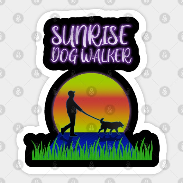 Sunrise Dog Walker Sticker by CreativeWear